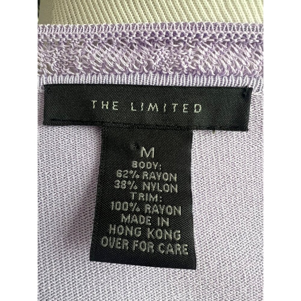 Y2K The Limited Lavender Purple Croquette Lace Trim Tie Waist Knit Top Blouse - Picture 15 of 16